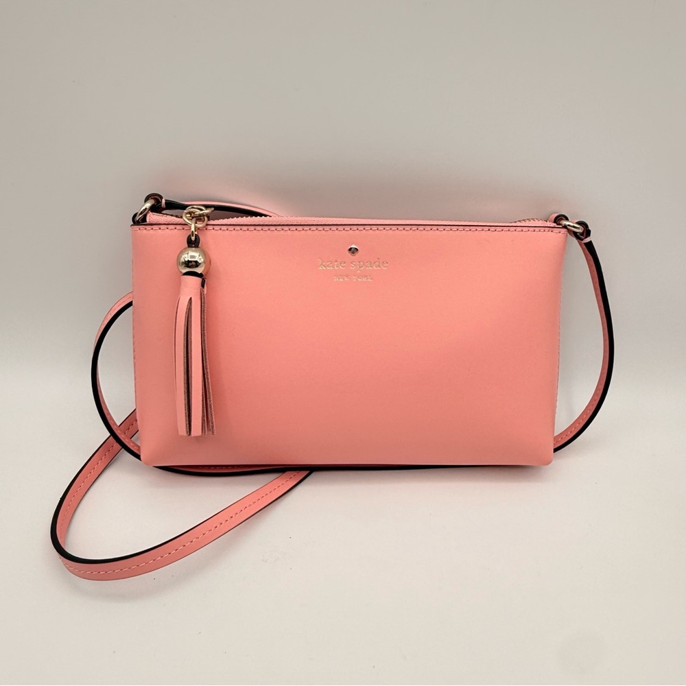 Kate Spade Ivy Street Amy Pink Leather Crossbody Tassel Bag Adjustable Strap